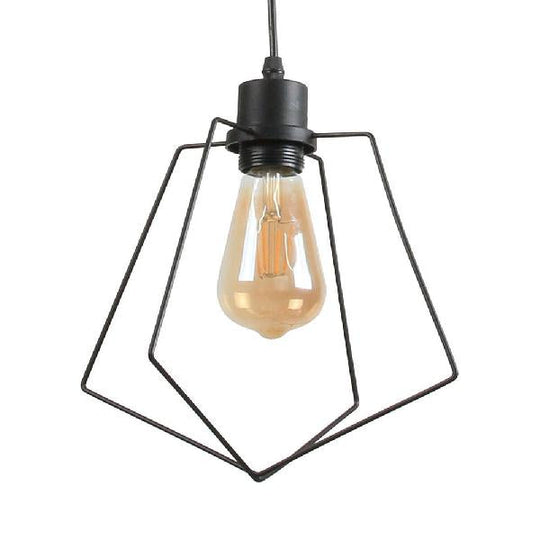 Metal Suspended Light - 1/3-Pack Pentagon Style Indoor Hanging Lamp In Black/Gold Finish Black / 1
