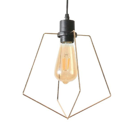 Metal Suspended Light - 1/3-Pack Pentagon Style Indoor Hanging Lamp In Black/Gold Finish Gold / 1