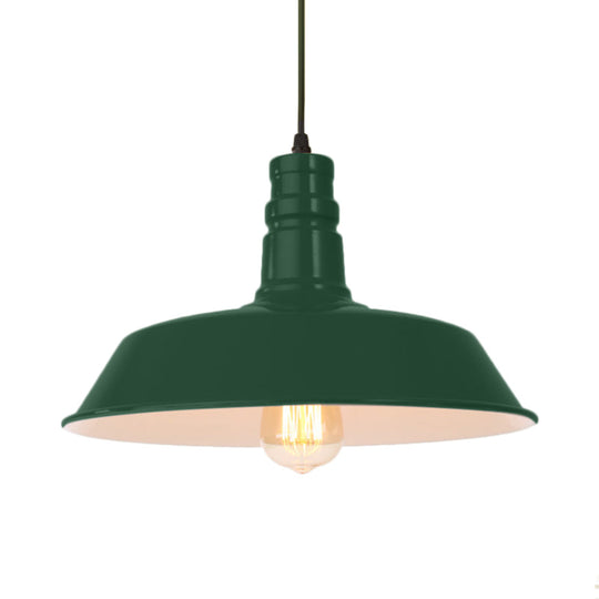 Retro Style Metal Barn Shade Hanging Lamp - 1 Bulb Ceiling Pendant In Pink/Yellow Multiple Diameter