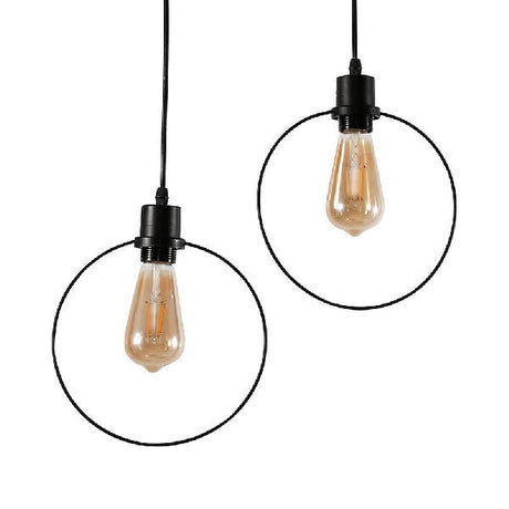 Antique Style Metal Black/Gold Pendant Light With Suspended Ring/Square/Pentagon Shade For Coffee