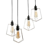 Vintage Style Geometric Metal Suspension Light With 4/6 Lights In Black/Gold For Dining Room