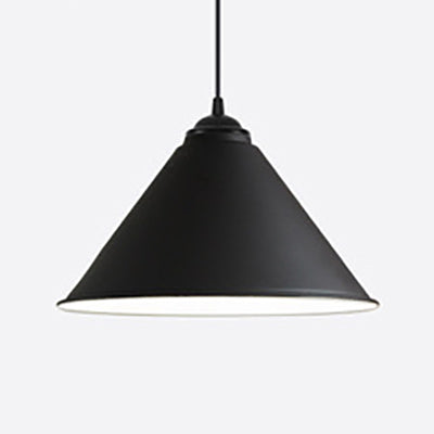 Retro Style Metal Cone Shade Ceiling Light Fixture Black/Gray/White 1-Light Hanging Lamp For Bedroom