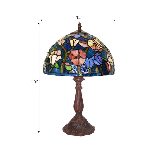 Virginie - 1-Light 1-Light chen Table Lamp Tiffany Bronze Night Light with Flower Stained Glass Shade Bronze