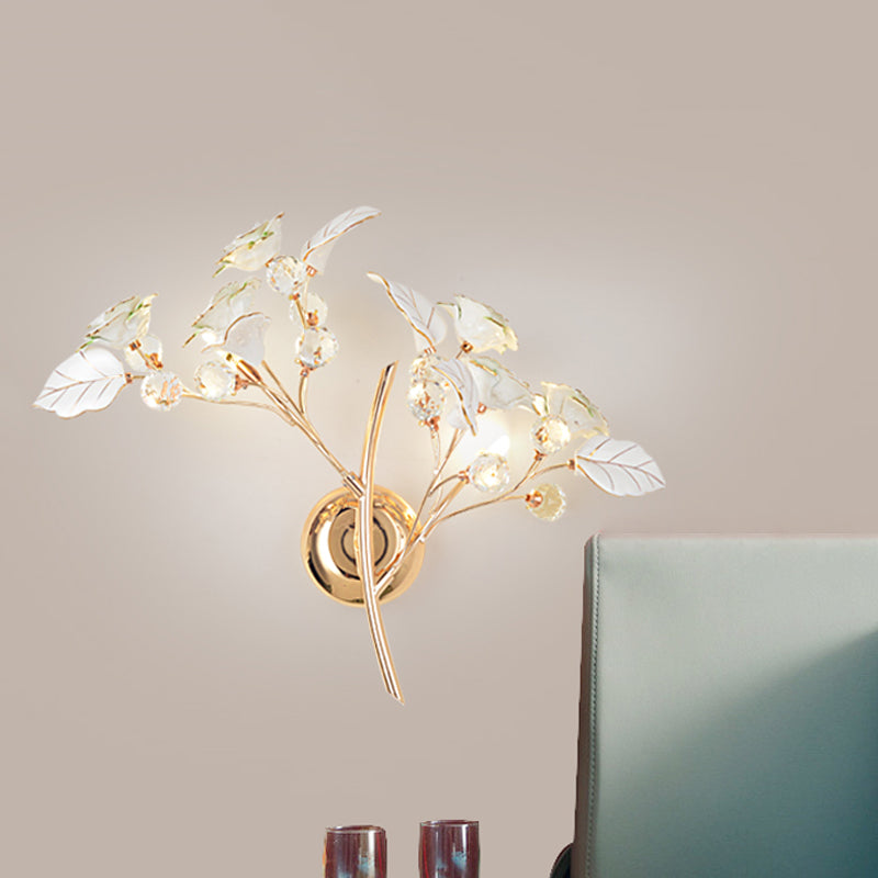 Romantic Red/White/Pink Rose Blossom Sconce With 2 Lights - Ceramic Wall Mount Lamp For Hotels White