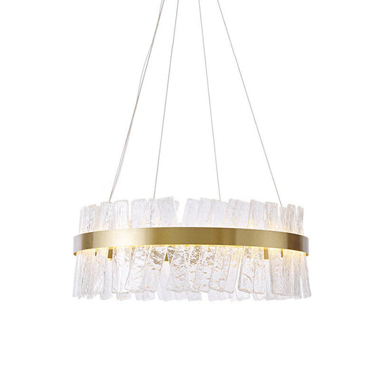 Contemporary Gold Textured Crystal Led Chandelier Pendant Light For Table