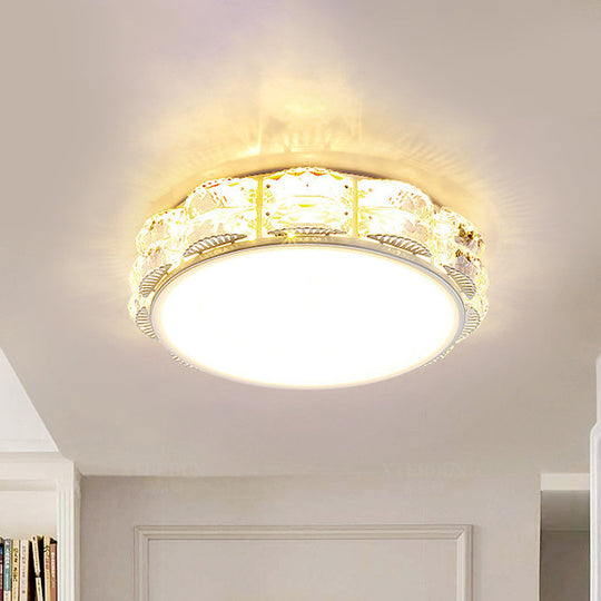 Led Crystal Ceiling Lamp: Simple Scalloped Design Integrated Flush Light Fixture (Black/White)