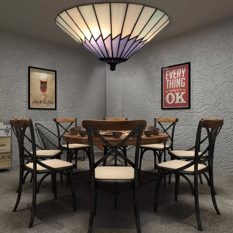 Tiffany Style 2 - Light Purple Ceiling Flush Mount For Bedroom 6’ High X 13’ Diameter