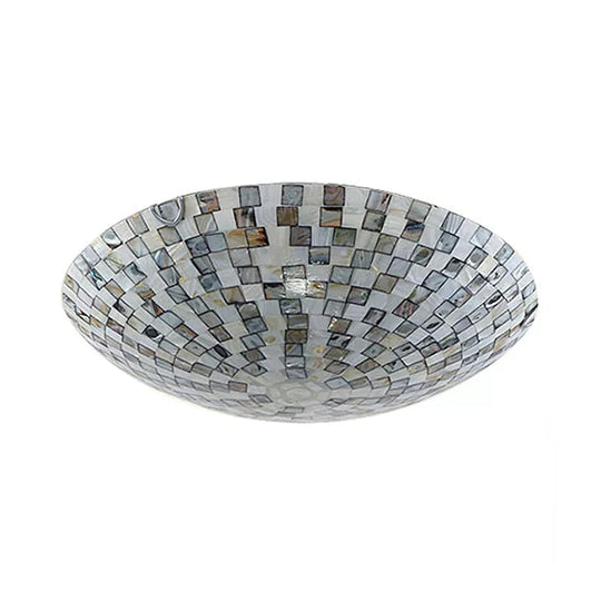 Tiffany Shell Flush Mount Ceiling Light In Beige - 2 Lights Bowl Shade 8’ H X 12’ Diameter