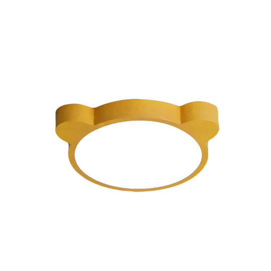 Cartoon Bear Led Flushmount Ceiling Light For Kids Bedroom In Black/White/Pink