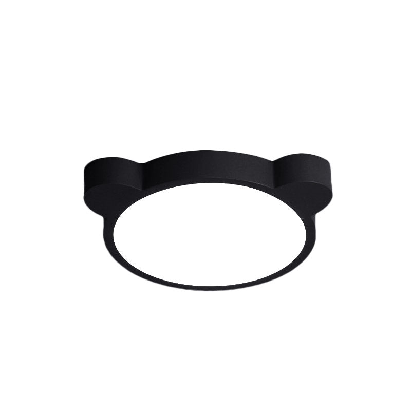 Cartoon Bear Led Flushmount Ceiling Light For Kids Bedroom In Black/White/Pink