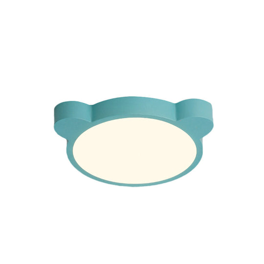 Cartoon Bear Led Flushmount Ceiling Light For Kids Bedroom In Black/White/Pink