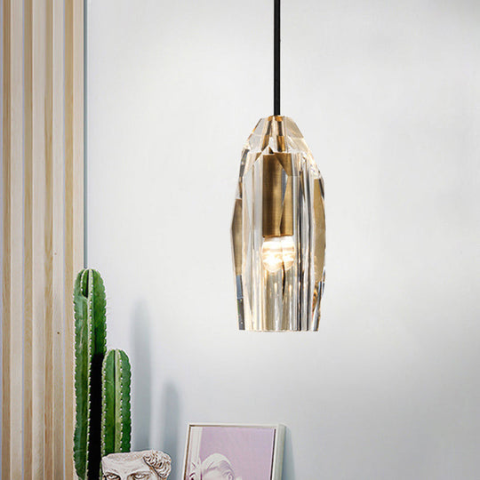 Minimalist Crystal Rock Pendulum Light Brass Dining Pendant