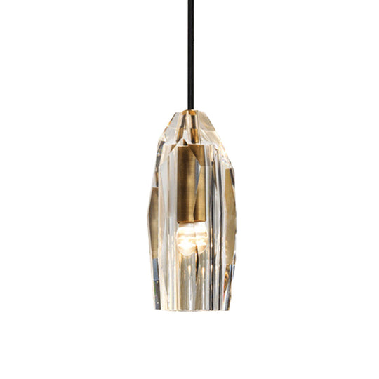Minimalist Crystal Rock Pendulum Light Brass Dining Pendant