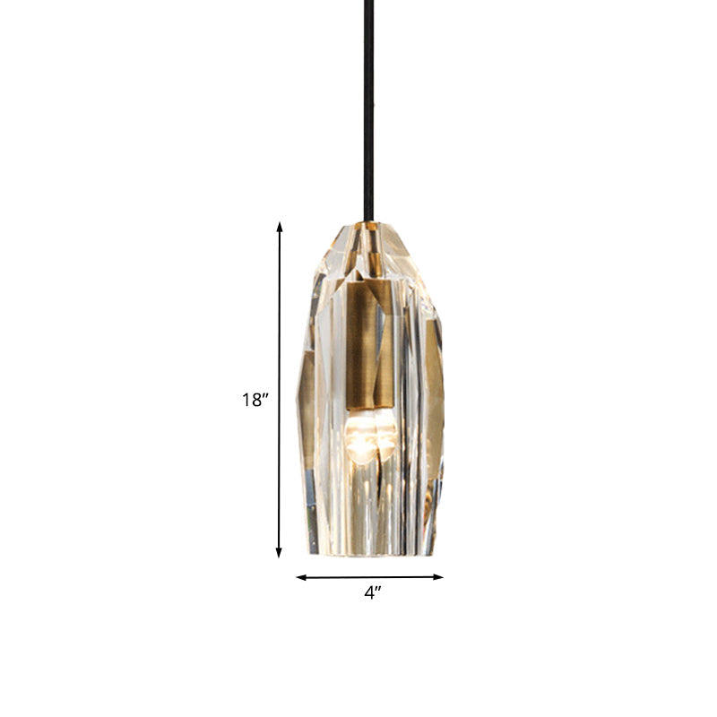 Minimalist Crystal Rock Pendulum Light Brass Dining Pendant