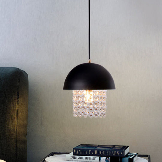 Black Onion Drop Pendant Metal Lamp With Crystal Fringe - Modern Nordic Style For Dining Table
