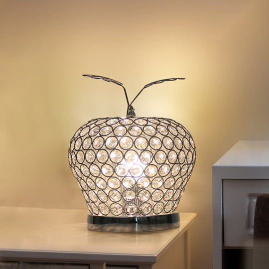 Caterina - Modern Crystal Apple Night Stand Lamp Creative 1-Light Hotel Table Lighting In Silver