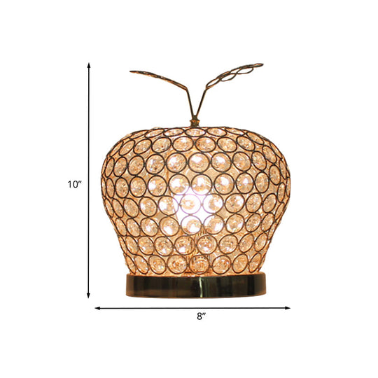 Caterina - Modern Crystal Apple Night Stand Lamp Creative 1-Light Hotel Table Lighting In Silver