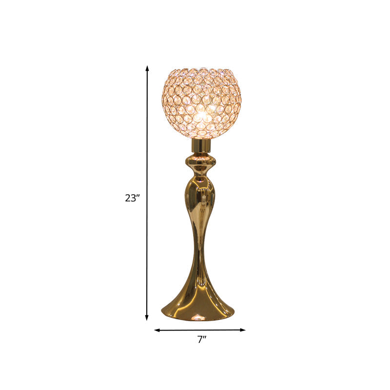 Kastra - Gold Curvaceous Nightstand Light Traditional Metal 1 Bulb Bedroom Table Lamp With Open Top