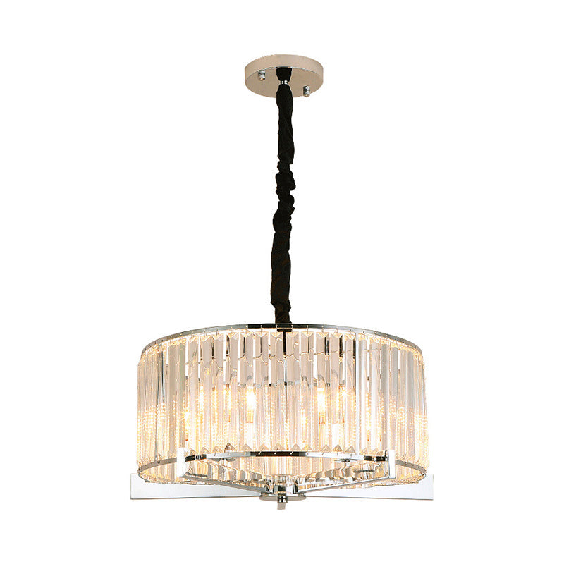 5/6-Head Modern Drum Crystal Chandelier: Stylish Ceiling Light For Table
