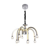 Chrome Led Chandelier - Stainless Steel Modern Design Dining Room Crystal Finial 21/27.5 Wide