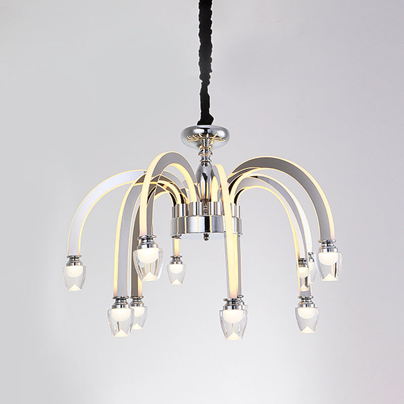 Stainless Steel Modern Drooping Chandelier For Dining Room - Led Hanging Light Kit