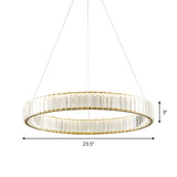 Minimalist Crystal Bedroom Led Pendant Chandelier - Silver Ribbed Wristlet Design Hanging Lamp In