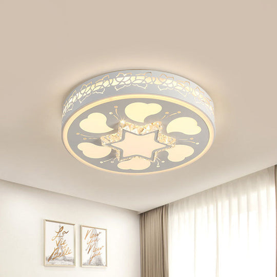 Modern Led Crystal Ceiling Light With Unique Side Design – Star/Flower Flush Mount In White / Star