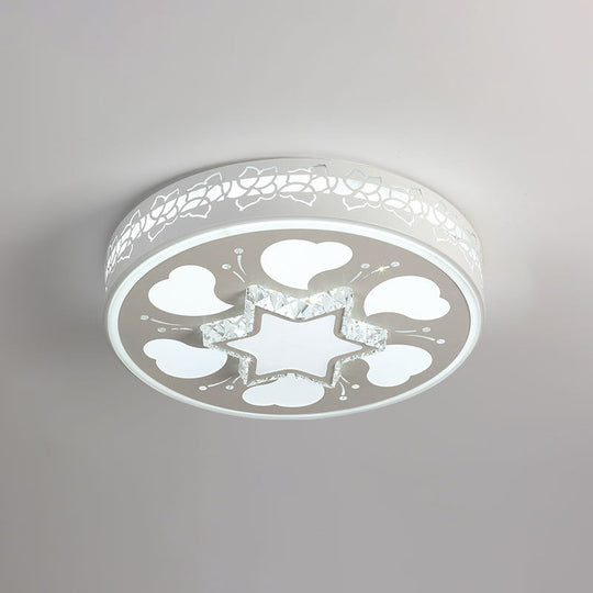 Modern Led Crystal Ceiling Light With Unique Side Design Star/Flower Flush Mount In White