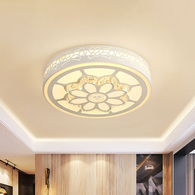 Modern Led Crystal Ceiling Light With Unique Side Design – Star/Flower Flush Mount In White