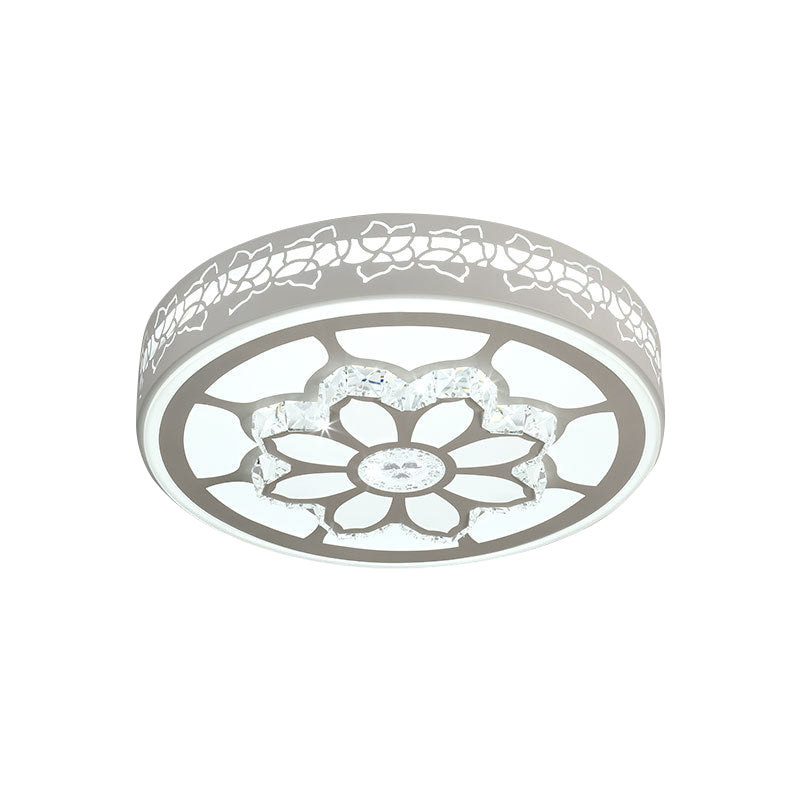 Modern Led Crystal Ceiling Light With Unique Side Design Star/Flower Flush Mount In White