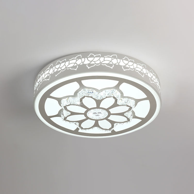 Modern Led Crystal Ceiling Light With Unique Side Design Star/Flower Flush Mount In White