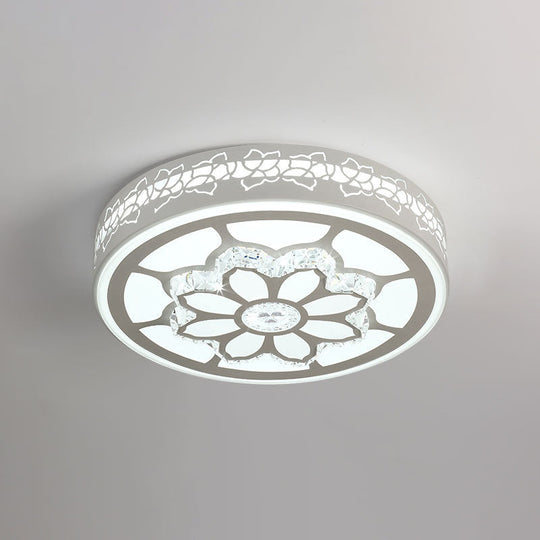 Modern Led Crystal Ceiling Light With Unique Side Design Star/Flower Flush Mount In White