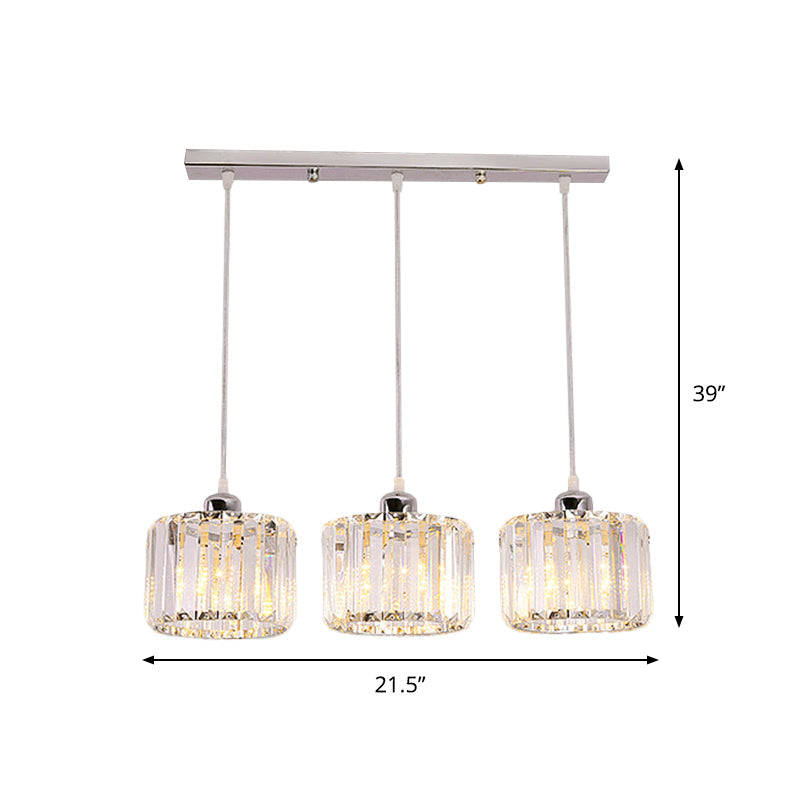 Modernist Lobby Pendant Light With Clustered Crystal Shades - Choose From 3 8 Or 10 Head Options