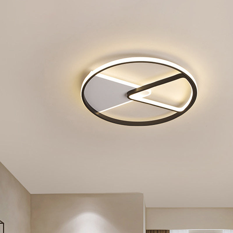 Modern Sector Frame Flushmount Led Bedroom Light - 16.5’/20.5’ Acrylic Black/White/Warm White