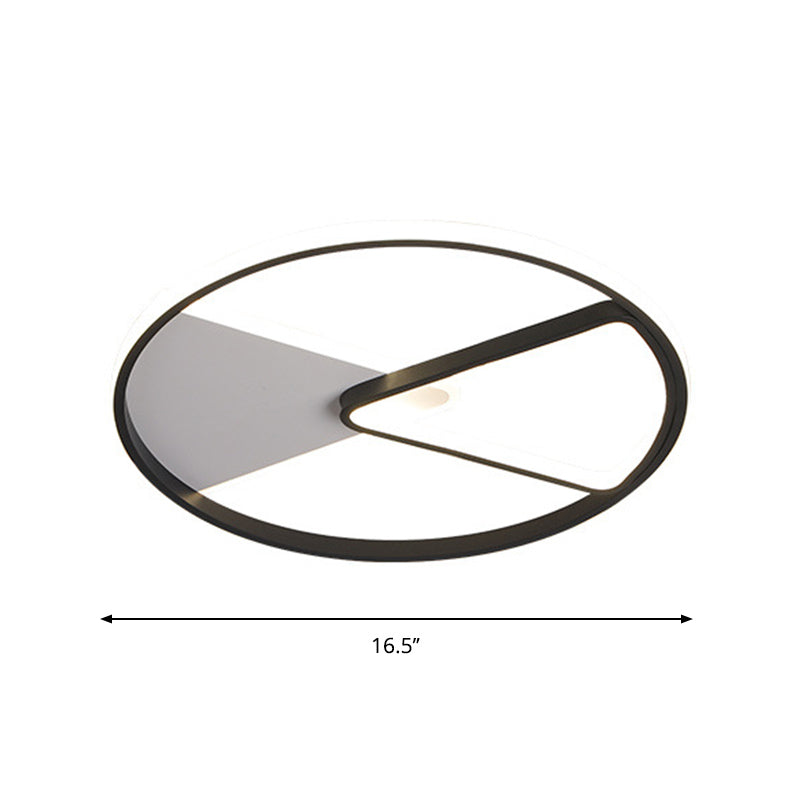 Modern Sector Frame Flushmount Led Bedroom Light - 16.5/20.5 Acrylic Black/White/Warm White