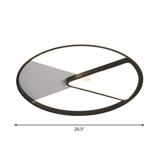 Modern Sector Frame Flushmount Led Bedroom Light - 16.5/20.5 Acrylic Black/White/Warm White