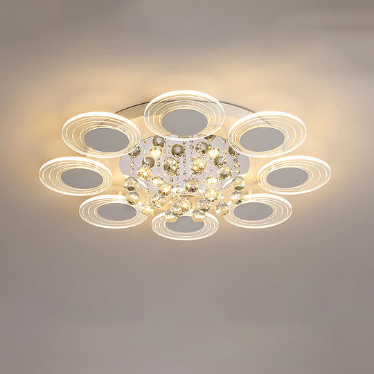 Contemporary Led Crystal Ball Flushmount Ceiling Lamp Wide 25.5’/31.5’ - Perfect For Living Room
