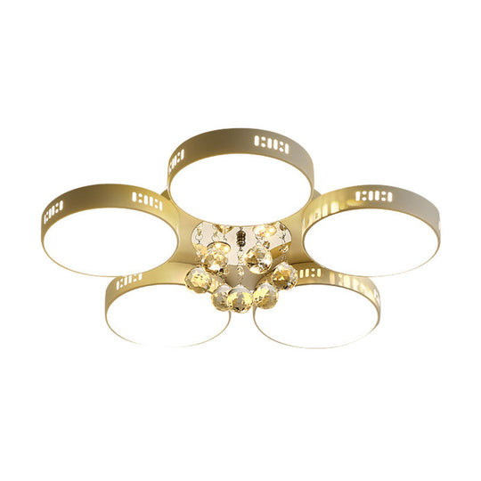 Contemporary Led Flush Mount Ceiling Lamp In White - 22/31.5 Circular Crystal Orb Design For
