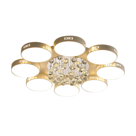 Contemporary Led Flush Mount Ceiling Lamp In White - 22/31.5 Circular Crystal Orb Design For