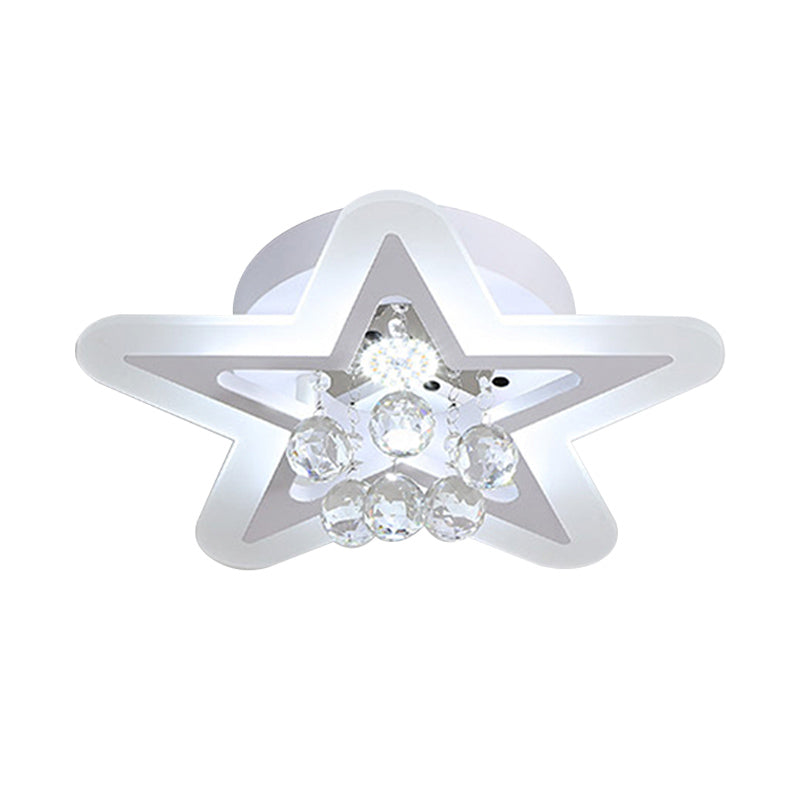 Minimalist Led Star Ceiling Light Fixture White Acrylic Flushmount Crystal Sphere 16’/19.5’ Wide
