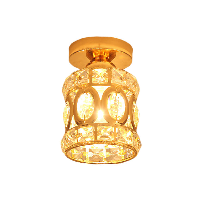 Modern Gold Crystal Flush Light For Corridors - Recessed 1 - Light Mount