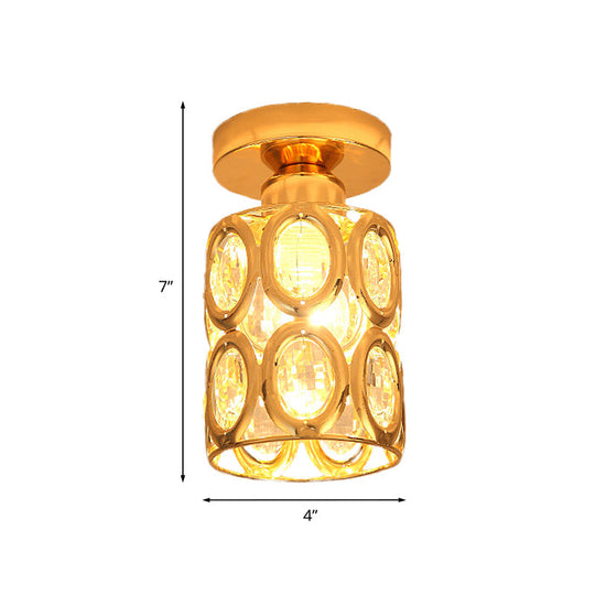 Modern Gold Crystal Flush Light For Corridors - Recessed 1 - Light Mount