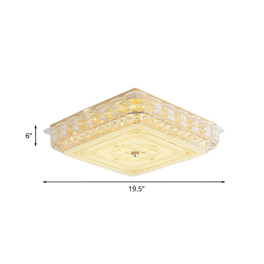 Contemporary Crystal Led Ceiling Lamp With Gold Flush Mount For Bedroom