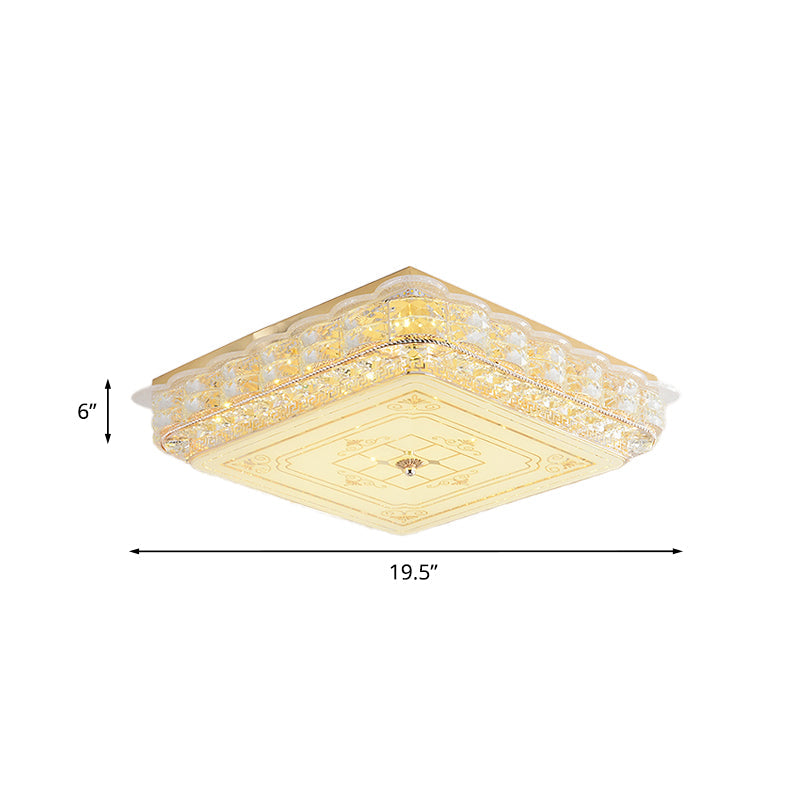 Contemporary Crystal Led Ceiling Lamp With Gold Flush Mount For Bedroom