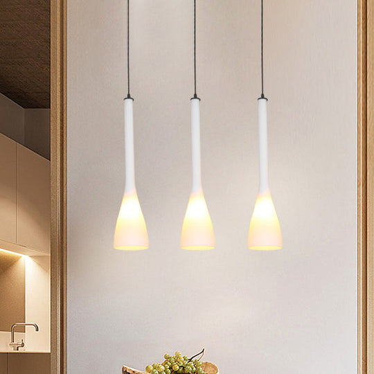 Minimalist White Glass 3-Light Pendant Ceiling Lamp For Modern Restaurants