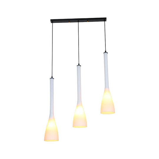 Minimalist White Glass 3-Light Pendant Ceiling Lamp For Modern Restaurants