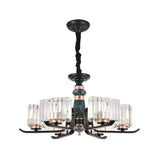 Black Crystal Starburst Chandelier - Elegant 6/8 Bulbs Hanging Lamp For Living Room