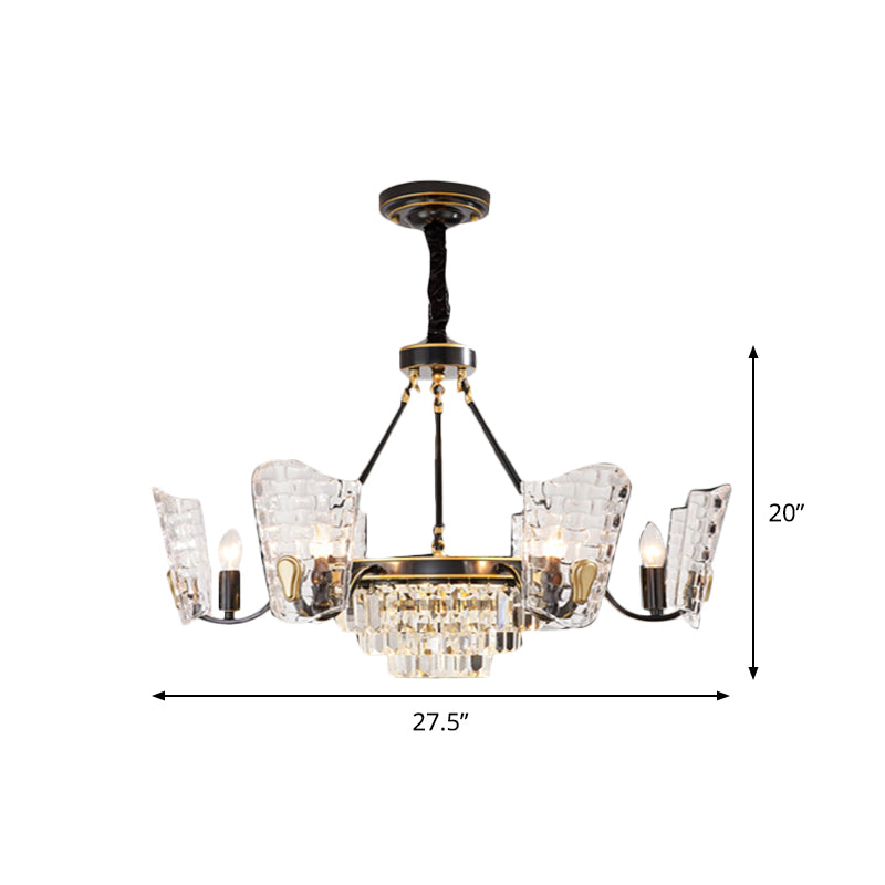 Modern Clear Crystal Glass Kitchen Chandelier With Shield Design - 4/6 Bulb Suspension Pendant In