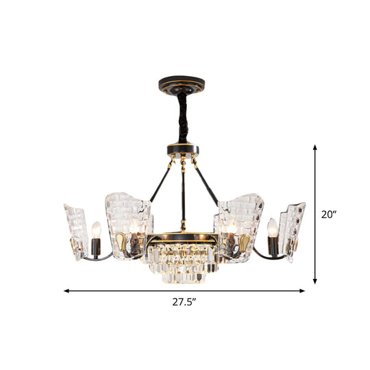 Modern Clear Crystal Glass Kitchen Chandelier With Shield Design - 4/6 Bulb Suspension Pendant In