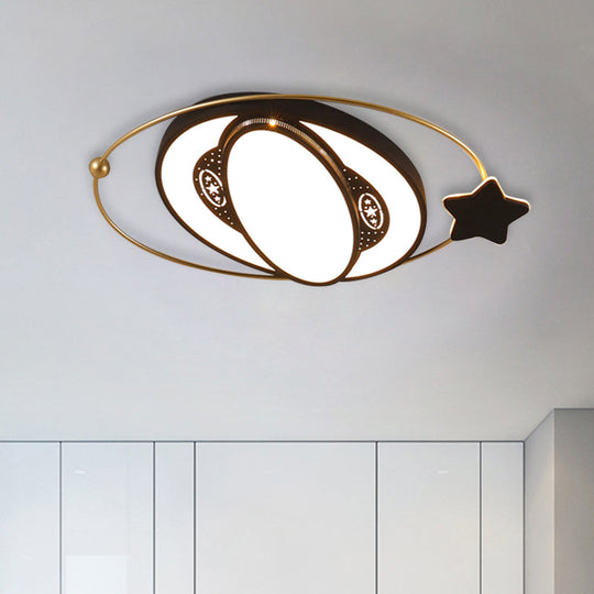 Black Star Design Led Flush Mount Spotlight: Round Ceiling Fixture With Nordic Acrylic